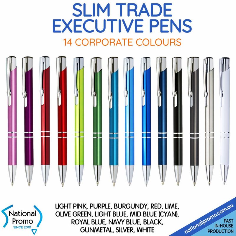 SLIM TRADE Metal Engraved Pen - 14 Colours