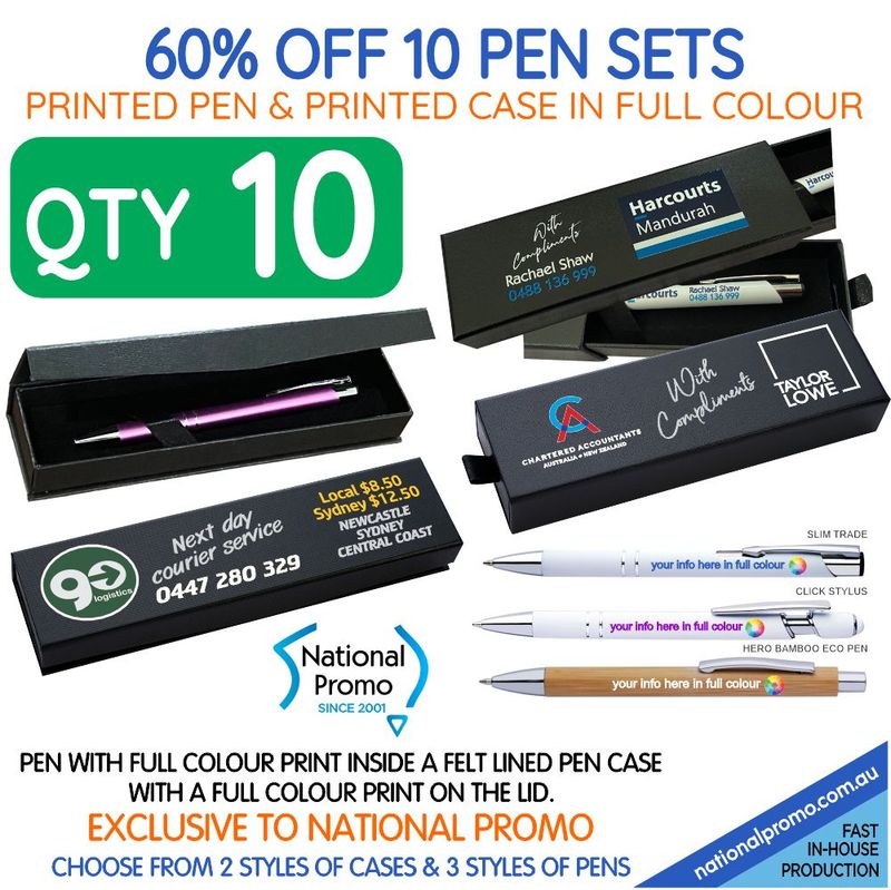 Pen Set > Qty 10  with Full Colour Pen & Case Print