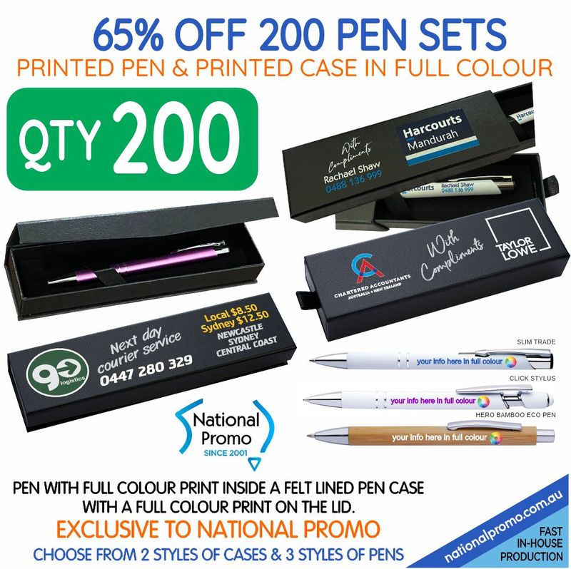 Pen Set > Qty 200  with Full Colour Pen & Case Print