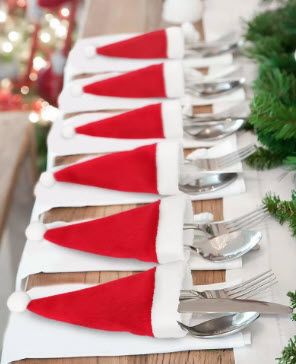 SANTA HAT CUTLERY HOLDERS $1.00 ea