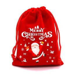 RED PRINTED SANTA SACK 17cm x 23cm