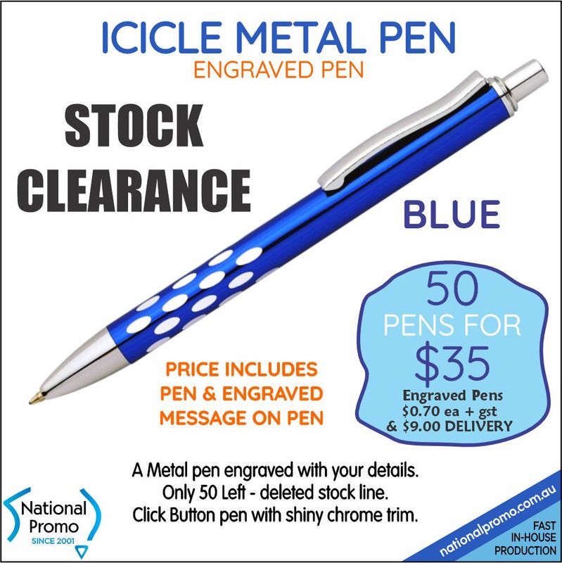 50 x ICICLE ENGRAVED METAL PENS  <CLEARANCE>