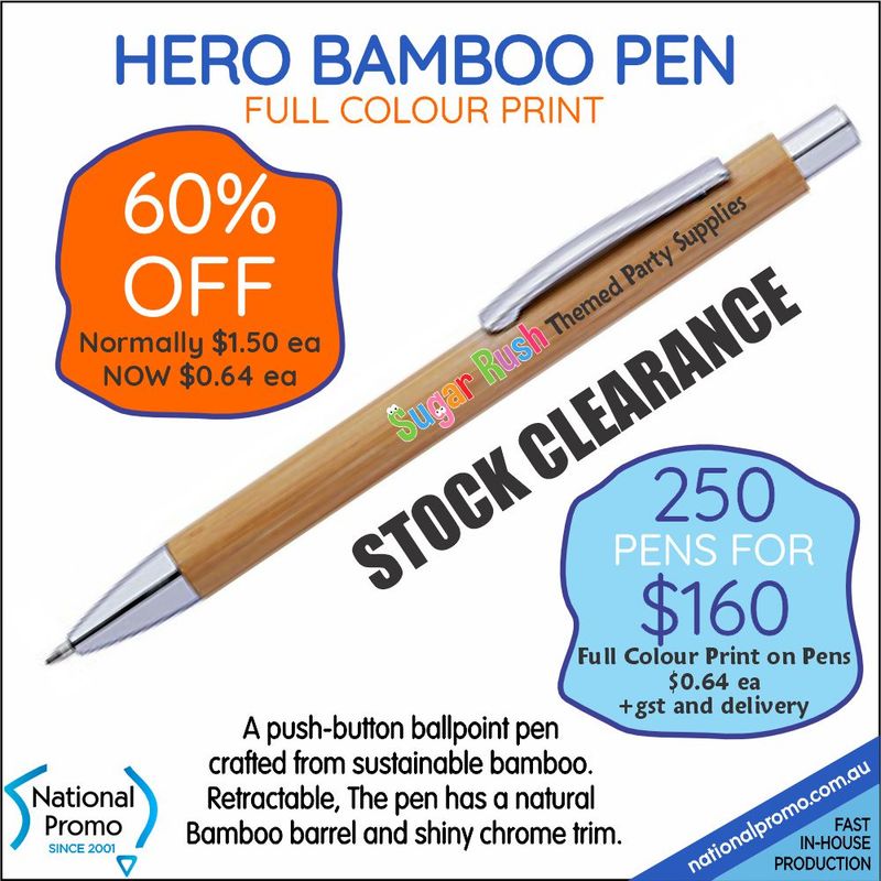 250 x HERO BAMBOO FULL COLOUR PRINT PENS  <CLEARANCE>