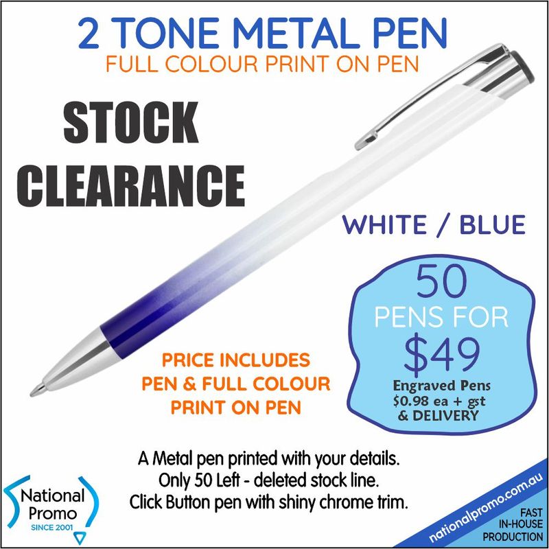 50 x 2 TONE METAL PENS  <CLEARANCE>