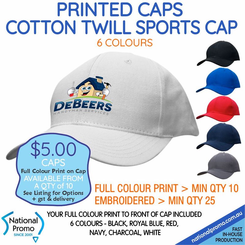 $5 COTTON TWILL SPORTS CAP > 6 Colours  SAVE 40%