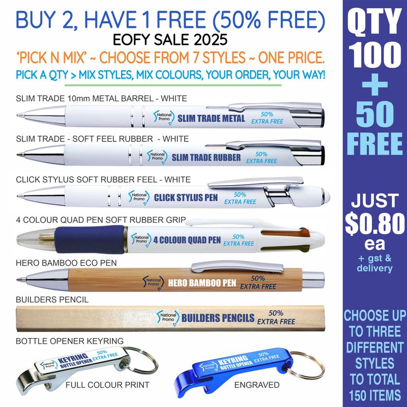 QTY 100 > 'PICK N MIX' 50% FREE DEAL EOFY25 SALE