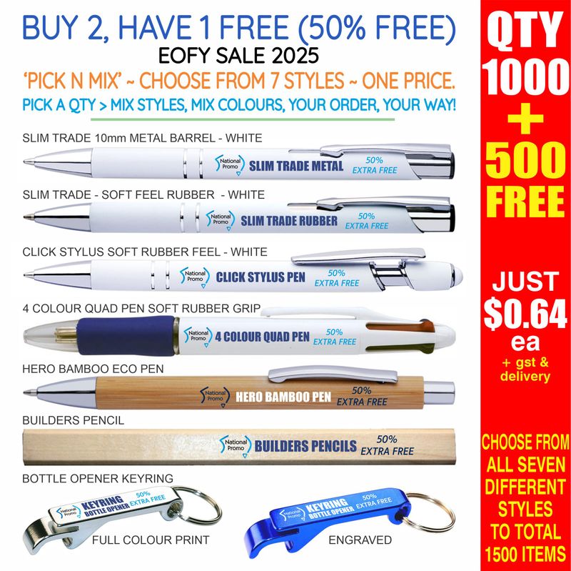 QTY 1000 > 'PICK N MIX' 50% FREE DEAL EOFY25 SALE