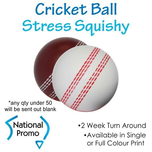 Single Colour Print Cricket Ball Stress Squishy