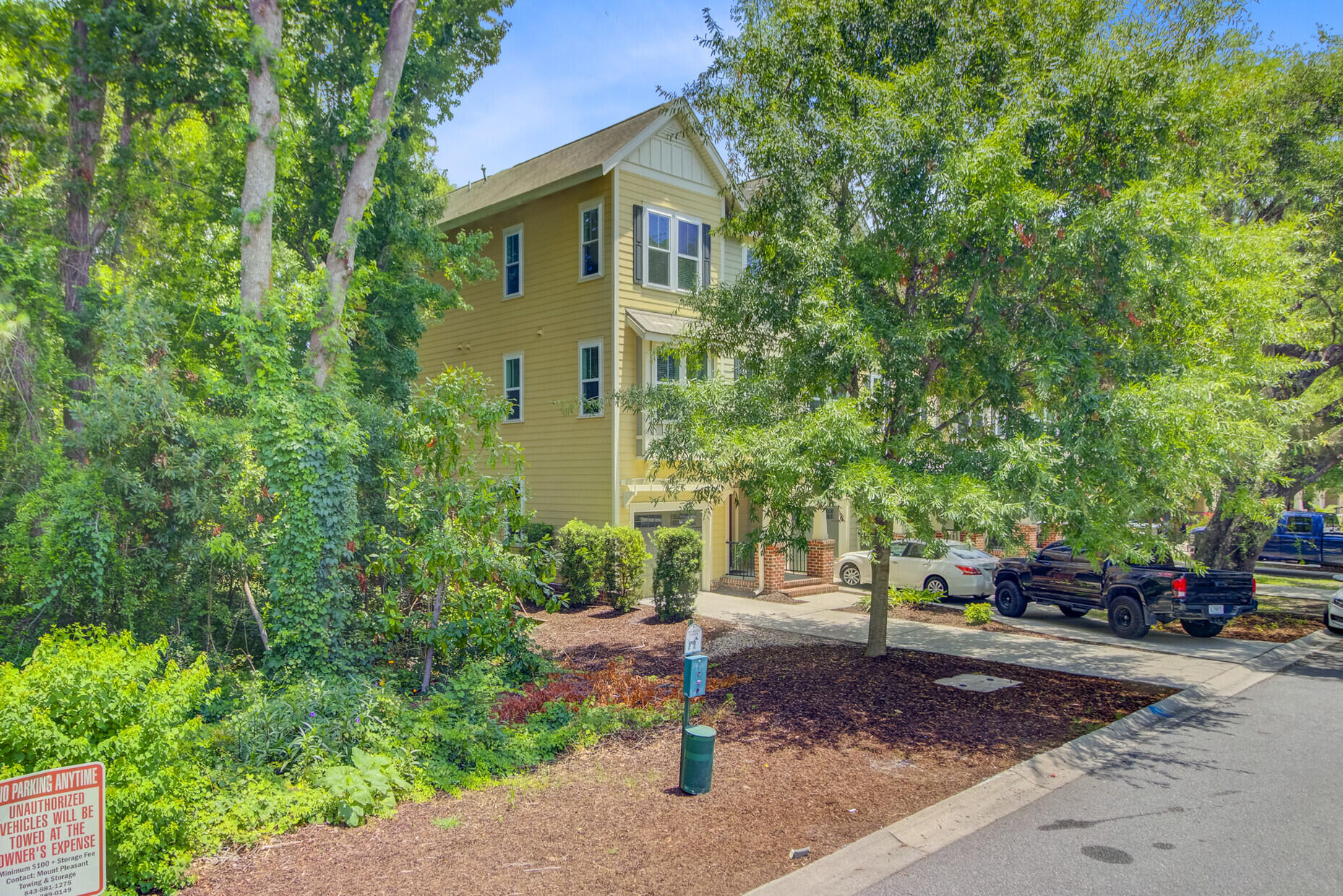 Beautiful End-Unit Townhome in Sought-After Mt. Pleasant with Low HOATucked away just off Highway 17 in the heart of Mt. Pleasant, this spacious end-unit townhome offers the ideal blend of privacy, convenience, and comfort--just 10 minutes from the beach and 15 minutes to downtown Charleston. With a bright, open floor plan and tons of natural light, the main living area flows seamlessly from the kitchen to the dining and living spaces. Just off the kitchen, enjoy a peaceful screened-in porch that's perfect for morning coffee or winding down in the evening.Backing up to a wooded buffer, this unit offers exceptional privacy--no direct views from neighbors into the living or bedroom spaces, and the porch is completely tucked away from view.The main floor boasts agenerously sized primary suite with a walk-in closet and a well-appointed bath featuring a soaking tub and separate shower. Upstairs, two additional bedrooms share a Jack-and-Jill bath, along with two more large walk-in closets. On the ground level, a versatile bonus room works perfectly as a home office, media room, or guest suite.

Recent updates include fresh interior paint, new carpet in bedrooms, hallways, and stairs.  Professionally resurfaced epoxy flaked garage floor, and newly installed gutters. The oversized garage easily fits two cars (or even three, depending on vehicle size) with additional space for storage or a golf cart.

Appliances will conveyincluding a brand-new fridge, washer and dryer. You'll also find a tankless water heater for energy efficiency and on-demand hot water and an active termite bond in place for added peace of mind. Located in Royal Palms, this home is truly move-in ready and offers both privacy and value in one of Mt. Pleasant's most convenient locations.
Additional guest parking nearby and boat/RV storage at no additional cost.