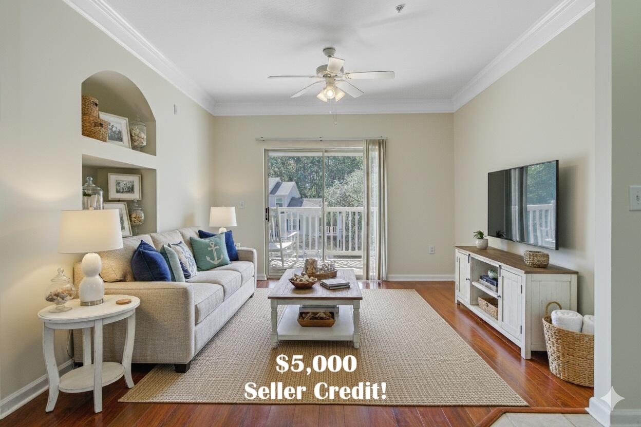 Seller offering $5,000 credit for the buyer to use any way they choose--toward closing costs, a rate buy-down, or post-move-in updates. This 2-bedroom, 1-bathroom condo in The Madison at Park West combines comfort, convenience, and a true Lowcountry lifestyle. The open floor plan connects the kitchen, breakfast nook, and family room, creating a bright and functional main living space ideal for relaxing or entertaining. The unit has been freshly painted throughout, with brand-new carpet in both bedrooms and closets. The kitchen comes fully equipped and includes the refrigerator, washer, and dryer, offering a seamless move-in experience. Just off the family room, a spacious third-floor balcony offers beautiful elevated views--so nice because of the unit's top-floor position, giving you extraprivacy and a peaceful outdoor space to enjoy. Residents of The Madison enjoy resort-style amenities including a fully equipped fitness center, sparkling pool, outdoor kitchen and grilling area, tennis courts, large playground, car wash station, and a 60-foot community crab dock. Located close to everything - the local grocery store is around the corner, Costco is five minutes away, and the middle school sits directly across the street. The beaches of Isle of Palms are just a 15-minute drive, making this the perfect spot for anyone who loves an active, coastal lifestyle. This condo delivers a winning combination of style, comfort, and location in one of Mount Pleasant's most desirable gated communities.