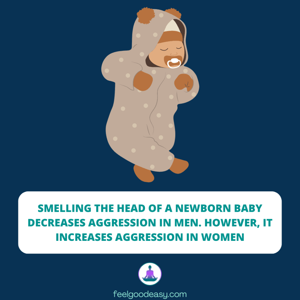 Smelling the head of a newborn baby decreases aggression in men. However it increases aggression in women