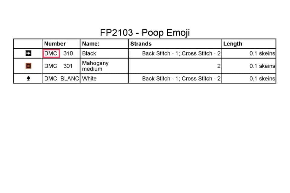 example of floss manufacturer in counted cross stitch pattern
