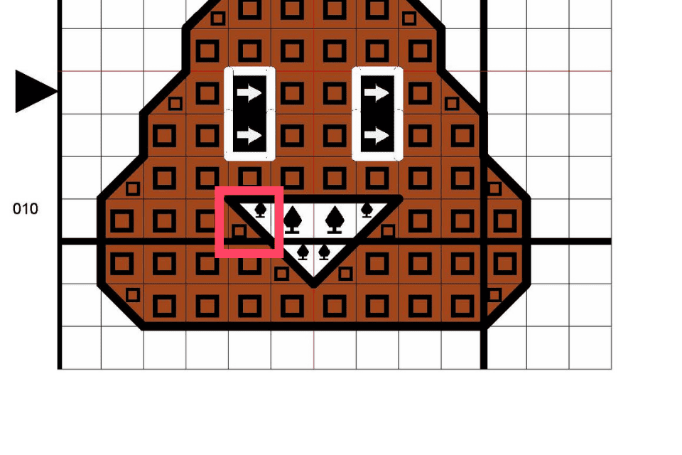 example of fractional stitchs on a counted cross stitch chart