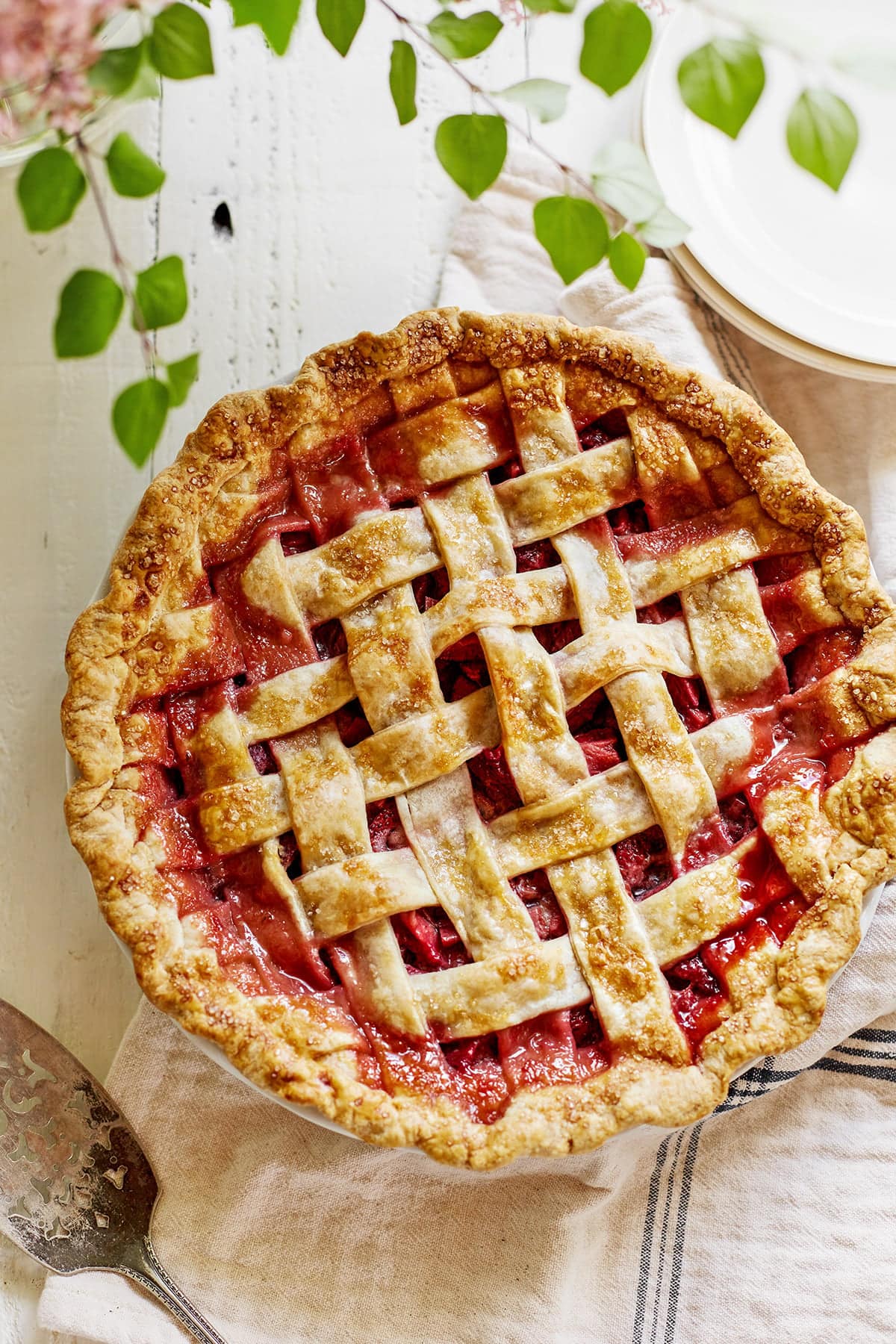 Easy Strawberry Rhubarb Lattice Pie Recipe | Good Life Eats