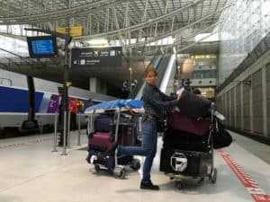 Emily with luggage