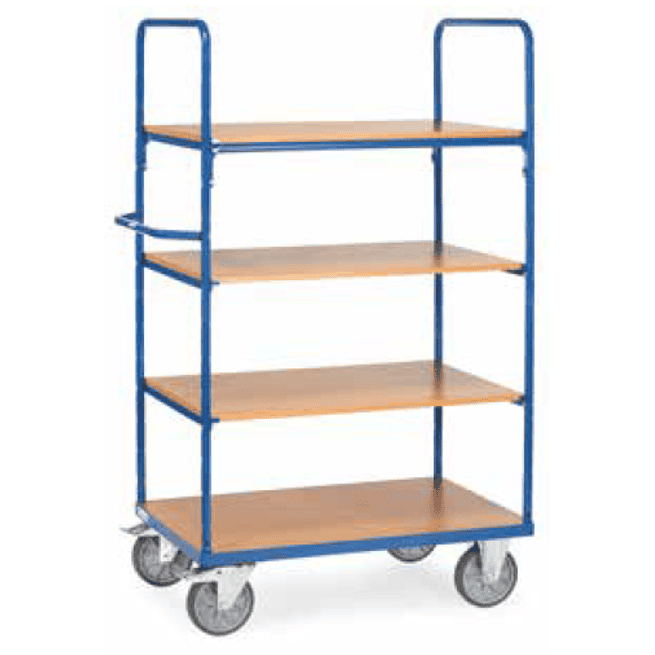Chariot haut 4 plateaux, 2 ridelles ouvertes