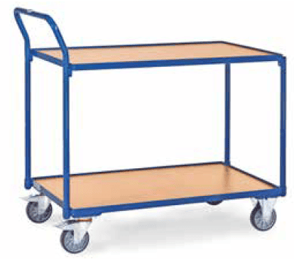 Servante 300 kg, 2 plateaux avec barres de poussée