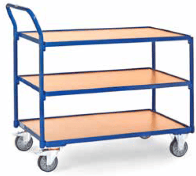 Servante 300 kg, 3 plateaux avec barres de poussée