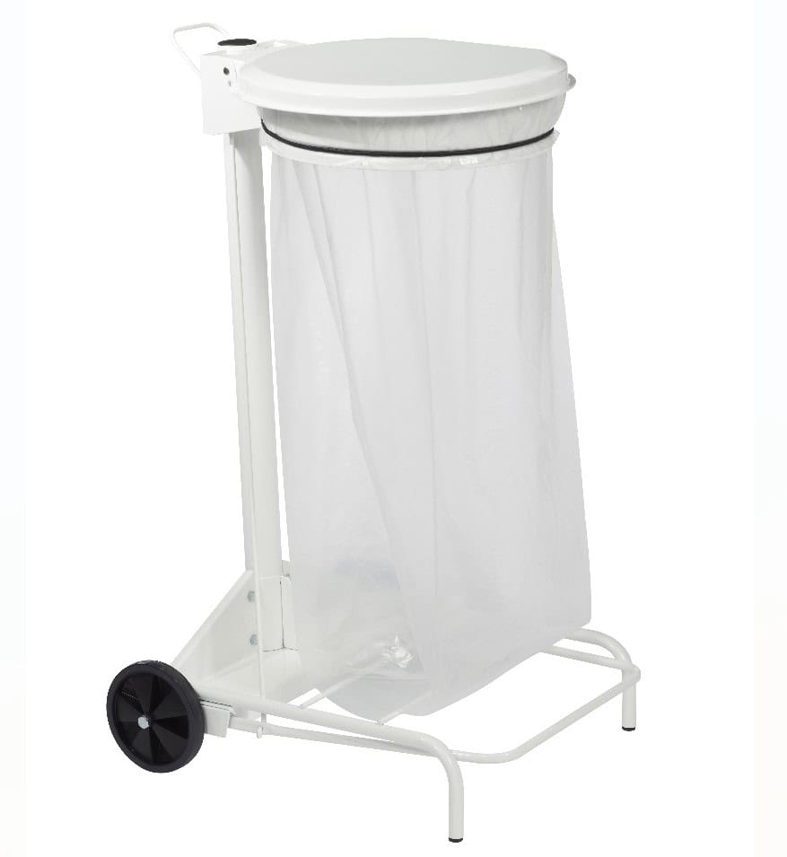 Support Sac Mobile à pédale COLLECROULE - 110L - CADRE BLANC
