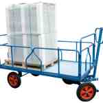 Chariot avant train pivotant habillage tube, 2000 x 1000 mm, roues PN, 1000 kg
