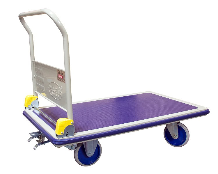 Chariot dossier repliable Prestar® plateau tôle antidérapant avec frein 500 kg