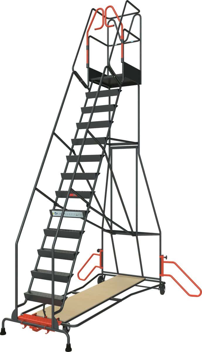 Escabeau à immobilisation automatique, 14 marches, 150 kg