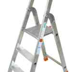 Escabeau aluminium repliable, 3 marches, 150 kg