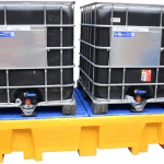 Bac de rétention manutentionnable PEHD 2 transicuves/8 fûts, 1050 L