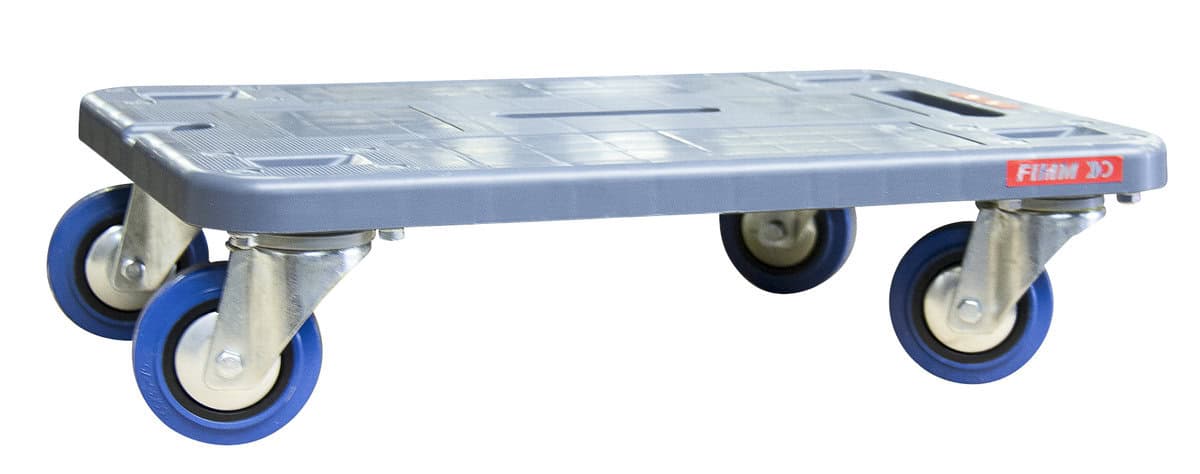 Plateau roulant polypropylène sans rebord, 600 x 400 mm, roues NT, 500 kg