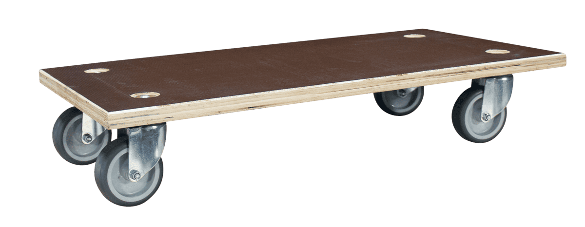 Plateau roulant bois glissnot, 600 x 300 mm, roues TPR, 150 kg