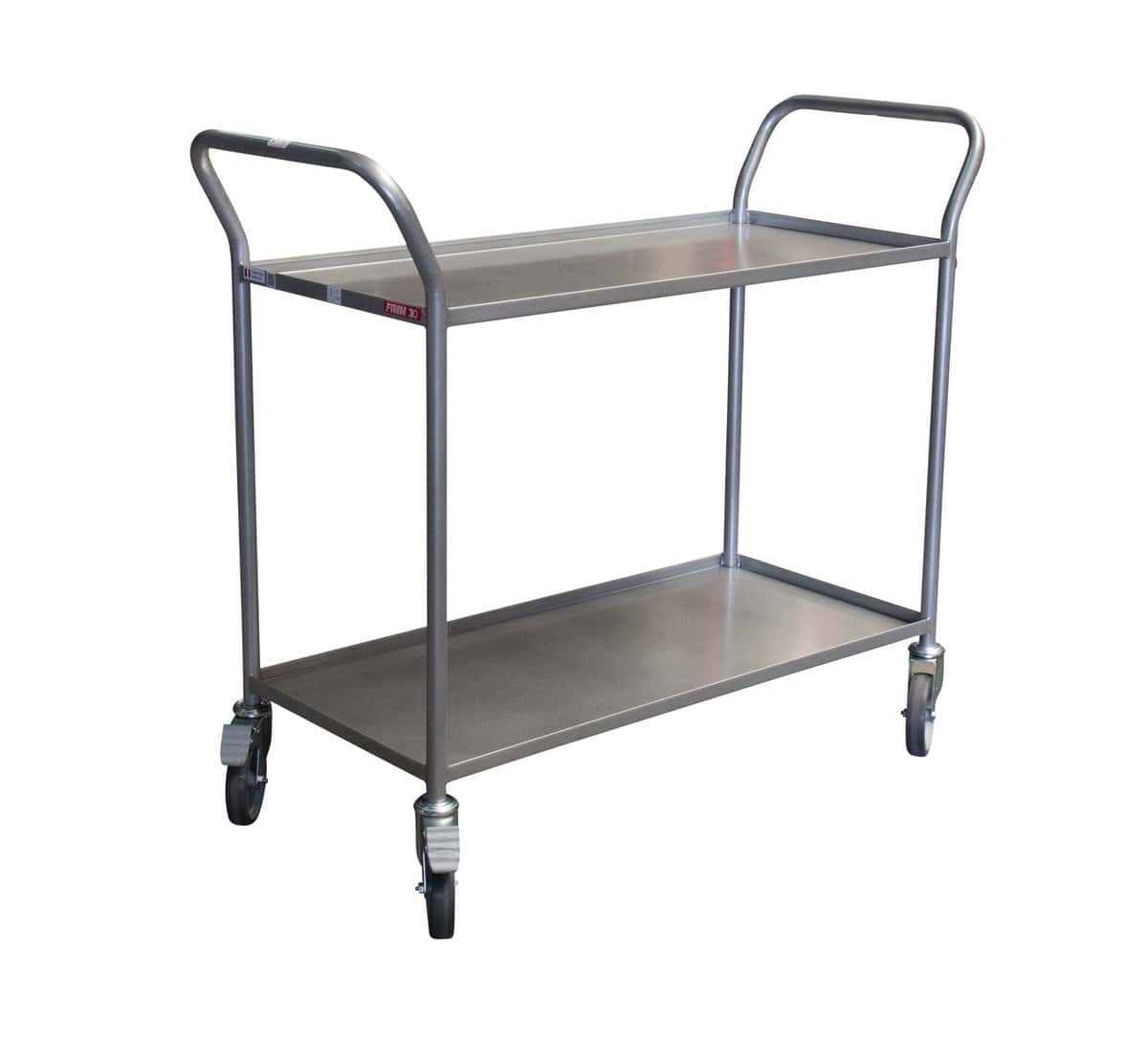 Desserte 2 plateaux tôle avec rebord, 935 x 435 mm, 200 kg