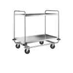 Desserte inox 304 L, châssis renforcé, 2 plateaux, 1000 x 600 mm, 160 kg