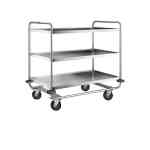 Desserte inox 304 L, châssis renforcé, 3 plateaux, 1000 x 600 mm, 200 kg