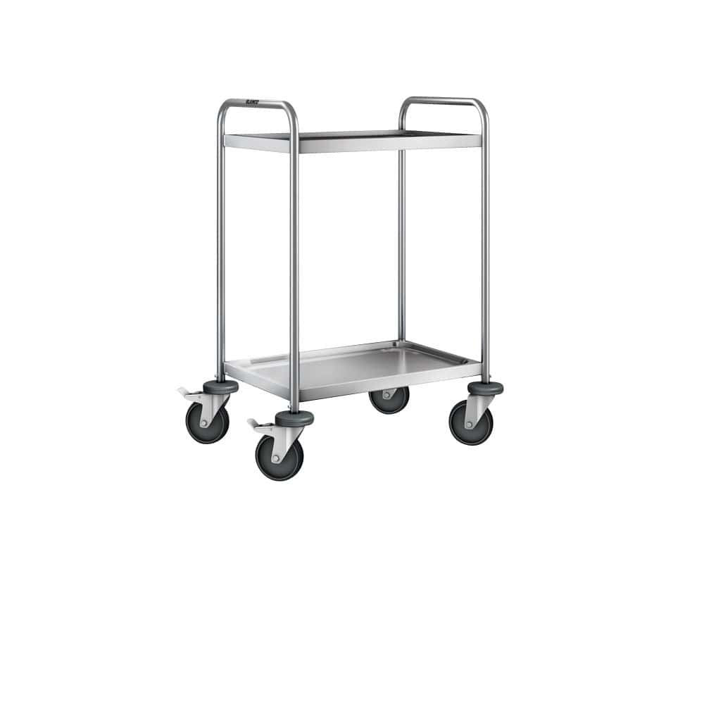 Desserte inox 304 L, 2 plateaux, 600 x 400 mm, 120 kg