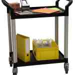 Desserte 2 plateaux plastique, 680 x 450 mm, 250 kg
