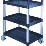 Desserte 3 plateaux plastique, 680 x 450 mm, 250 kg