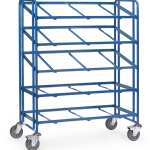 Servante pour bacs, armature ouverte, 5 plateaux