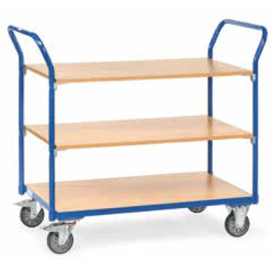 Chariot 3 plateaux tubes acier, 2 dossiers