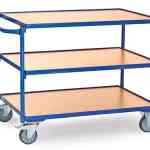 Servante 300 kg, 3 plateaux avec barres de poussée