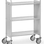 Chariot de bureau gris, 3 plateaux