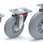 Roue pivotante à bandage caoutchouc non tracant