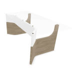 BUREAU 190X90-PLATEAU VERRE (WALNUT/BLANC/VERRE)