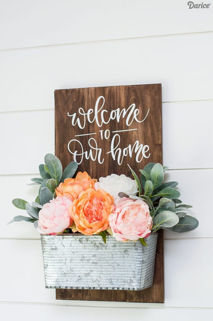 Welcome Home Sign with Flowers