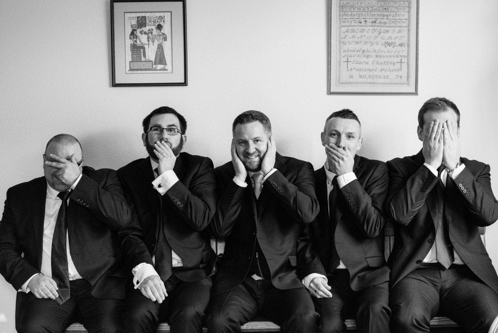 5 wise monkeys- fun wedding photography - Larmer Tree Wedding