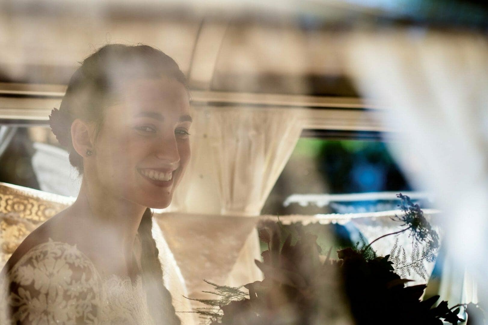 Bride in campervan