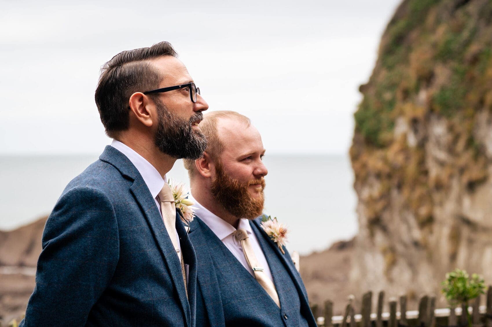 Groom waits for the bride at Tunnels Beaches Wedding