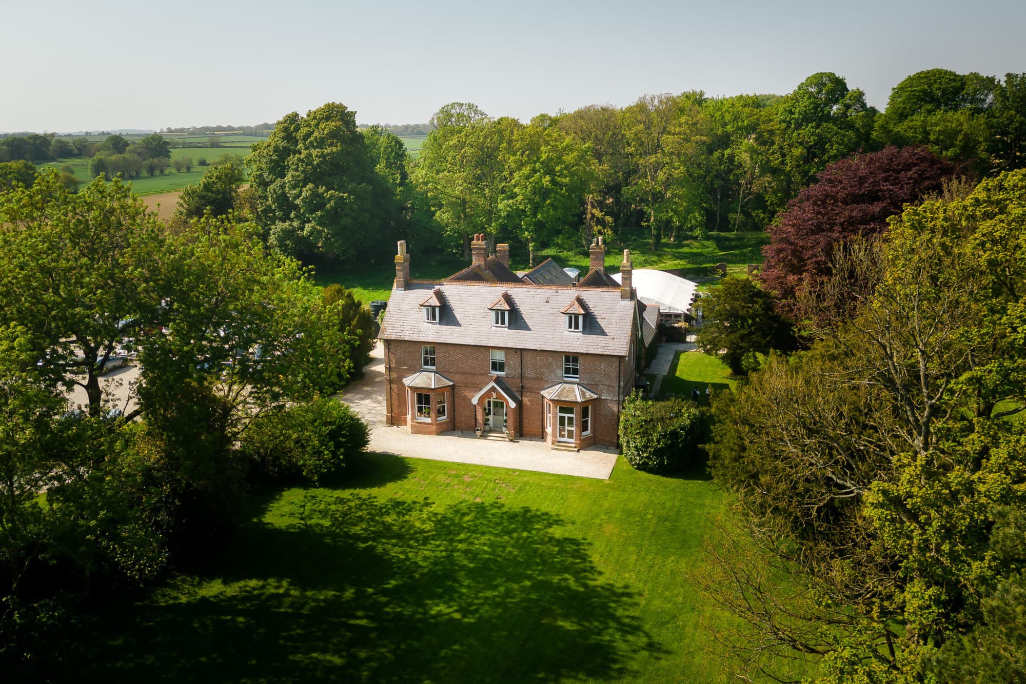 Abbots Court in Dorset from the air