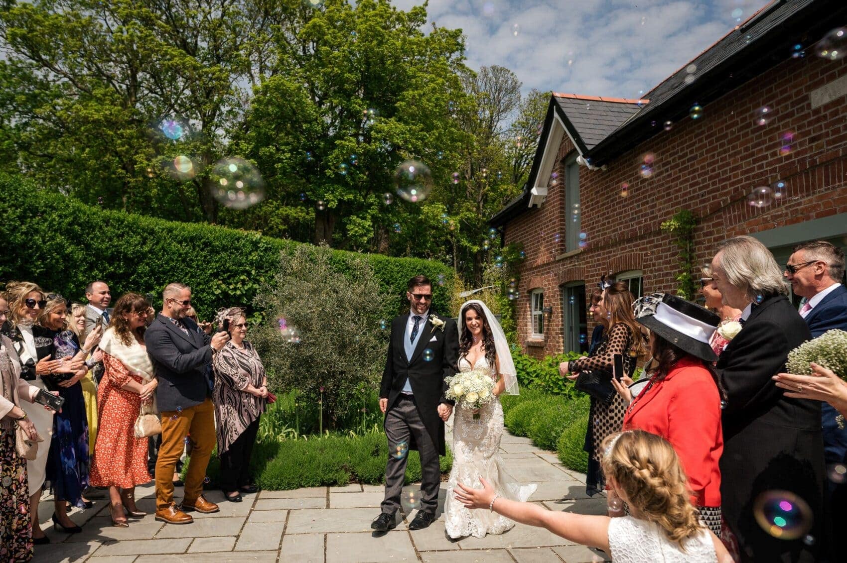 Bubble confetti at Abbots Court wedding barn