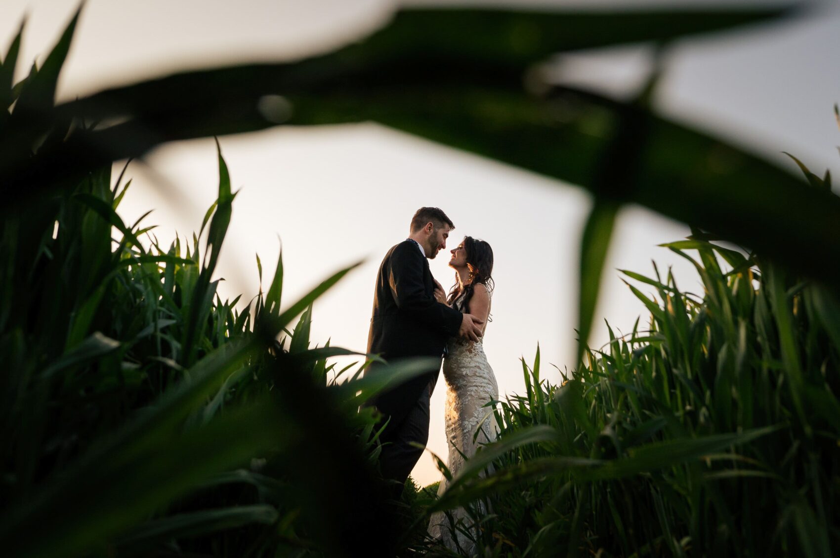 Golden hour portraits at Abbots Court wedding