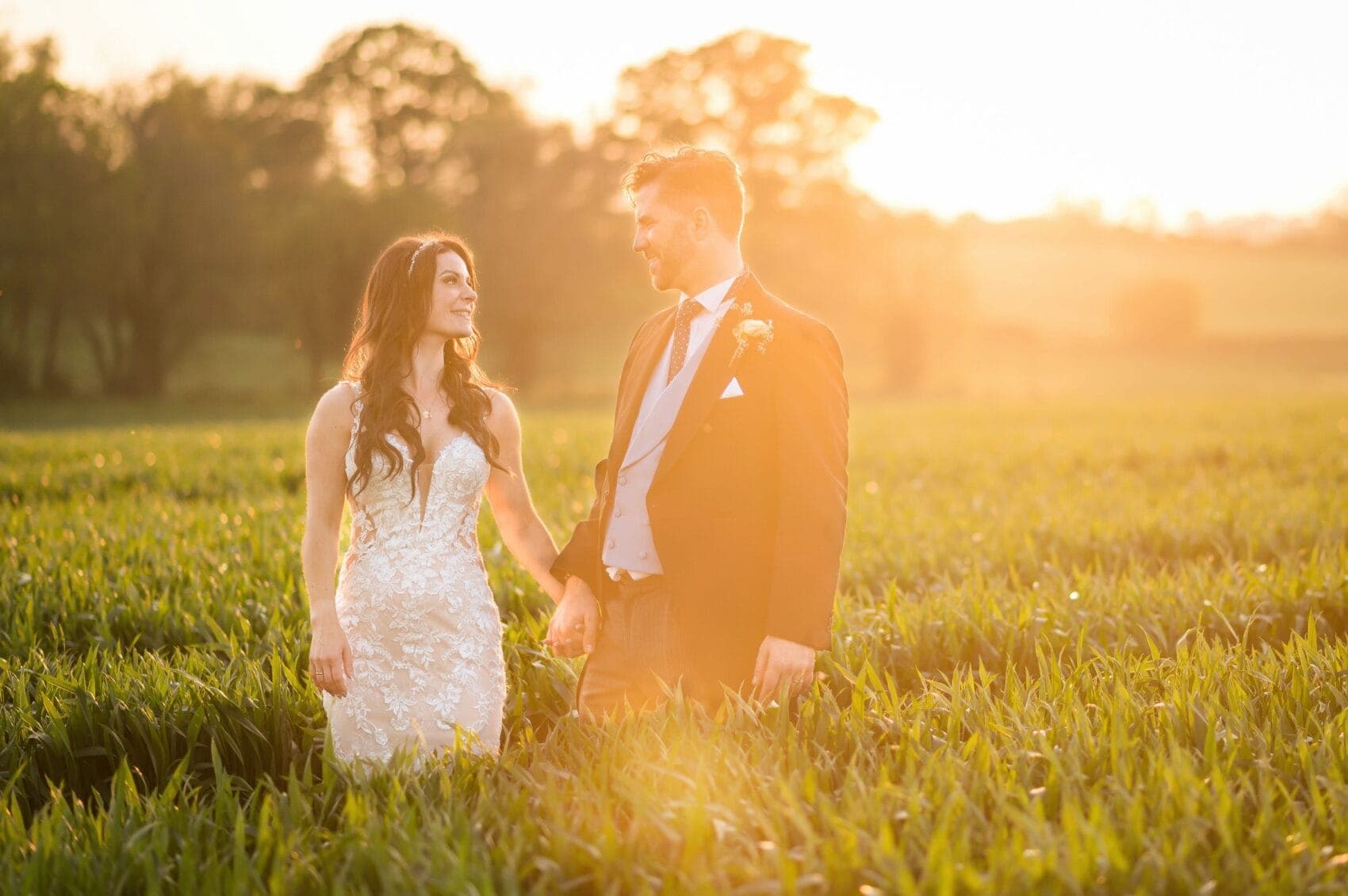 Golden hour portraits at Abbots Court wedding